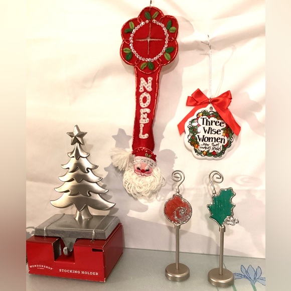 6 Christmas door hanger, NEW stocking holder & jingle bells, 2 pic holders, poem - Picture 3 of 6